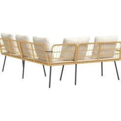 vidaXL Sofá con cojín Naturaleza 173 x 231 x 90cm Acero Naturaleza y crema New