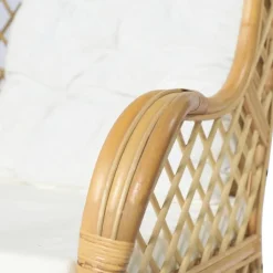 vidaXL Sofás-Sofá con cojín ratán natural y lino