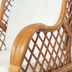 vidaXL Sofá con cojín ratán natural y lino marrón claro Marr&oacute;n claro Sale