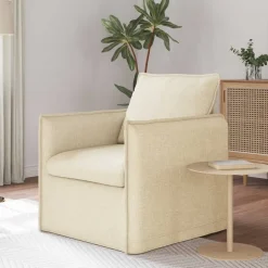 vidaXL Sofá 195 x 82 x 85 cm tela Crema New