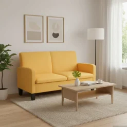 vidaXL Sofá de 2 plazas 135x65x76 cm Amarillo Hot