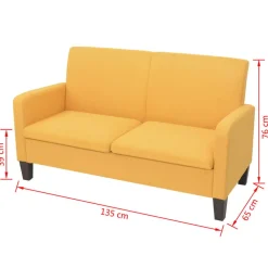 vidaXL Sofá de 2 plazas 135x65x76 cm Amarillo Hot