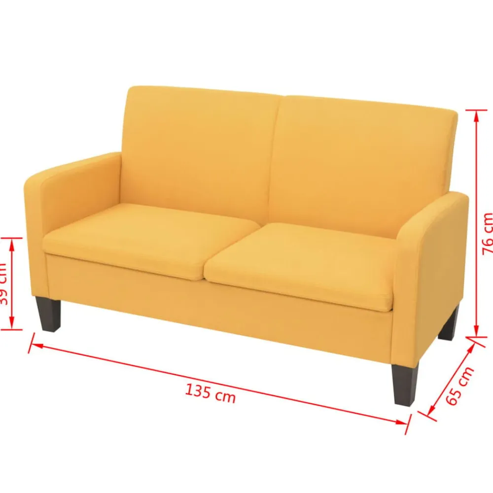 vidaXL Sofá de 2 plazas 135x65x76 cm Amarillo Hot