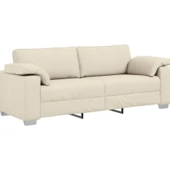 vidaXL Sofá de 3 plazas Beige 220 cm Tejido mezcla de lino