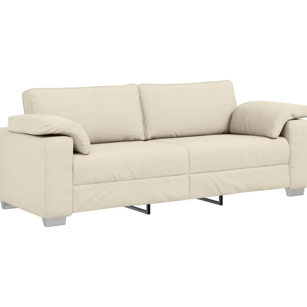 vidaXL Sofá de 3 plazas Beige 220 cm Tejido mezcla de lino