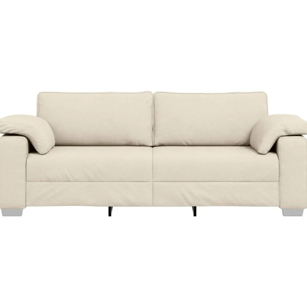 vidaXL Sofá de 3 plazas Beige 220 cm Tejido mezcla de lino