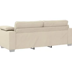 vidaXL Sofá de 3 plazas Beige 220 cm Tejido mezcla de lino