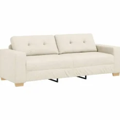 vidaXL Sofás-Sofá de 3 plazas Beige 220 cm Tejido mezcla de lino