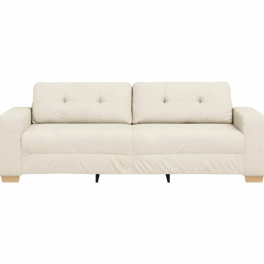 vidaXL Sofás-Sofá de 3 plazas Beige 220 cm Tejido mezcla de lino