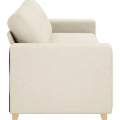 vidaXL Sofás-Sofá de 3 plazas Beige 220 cm Tejido mezcla de lino