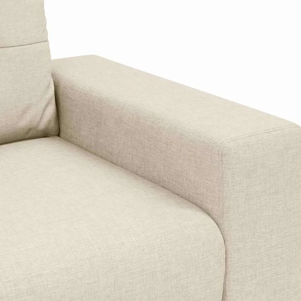 vidaXL Sofás-Sofá de 3 plazas Beige 220 cm Tejido mezcla de lino