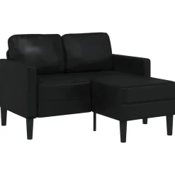 vidaXL Sofá de 2 plazas con chaise longue en forma de L, color , 125 cm, piel sintética Negro Clearance