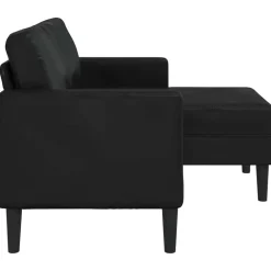 vidaXL Sofá de 2 plazas con chaise longue en forma de L, color , 125 cm, piel sintética Negro Clearance
