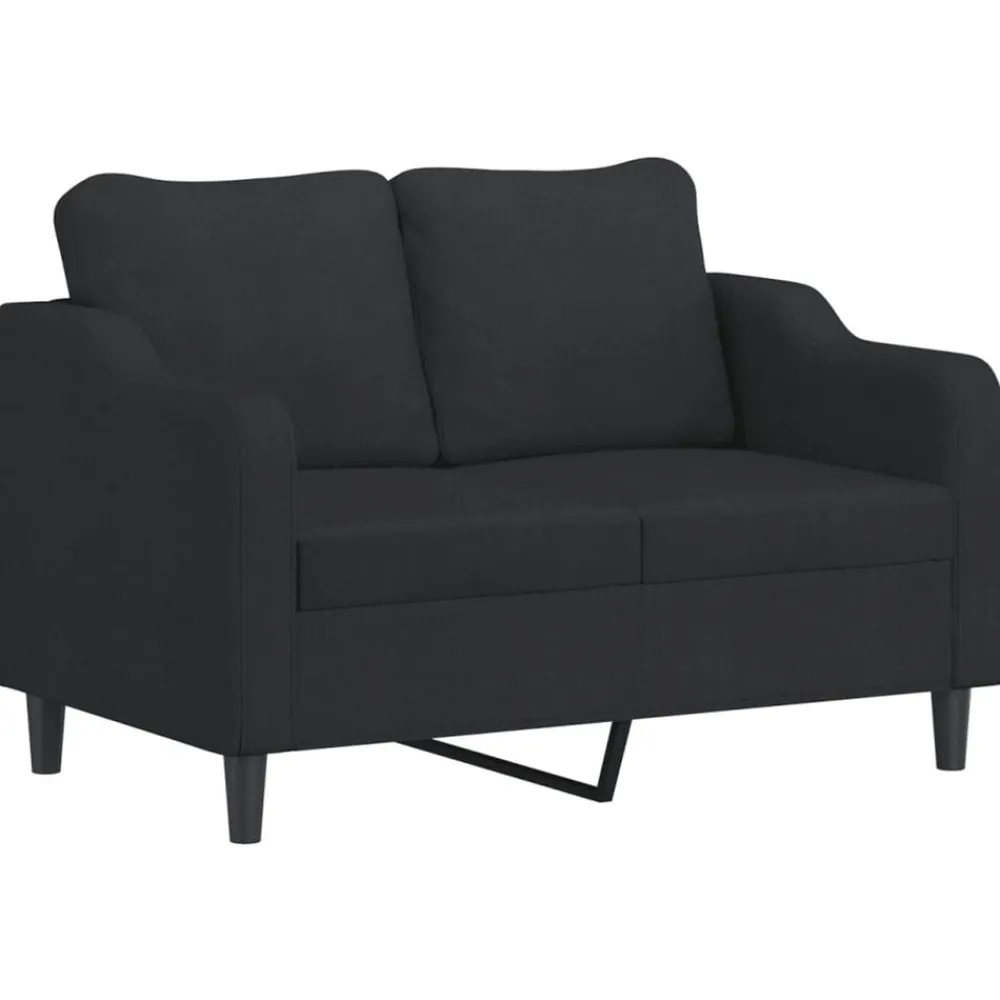 vidaXL Sofá de 2 plazas con cojines tela 120 cm Negro Outlet