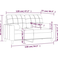 vidaXL Sofás-Sofá de 2 plazas con cojines tela rojo tinto 120 cm