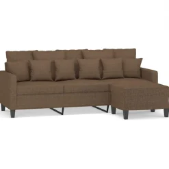vidaXL Sofá de 3 plazas con taburete de tela marrón 180 cm Marr&oacute;n Online