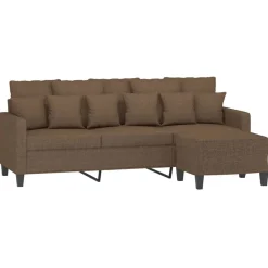 vidaXL Sofá de 3 plazas con taburete de tela marrón 180 cm Marr&oacute;n Online