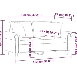 vidaXL Sofás-Sofá de 2 plazas con cojines cuero sintético 120 cm