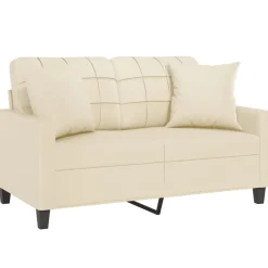 vidaXL Sofá de 2 plazas con cojines cuero sintético color 120 cm Crema Best