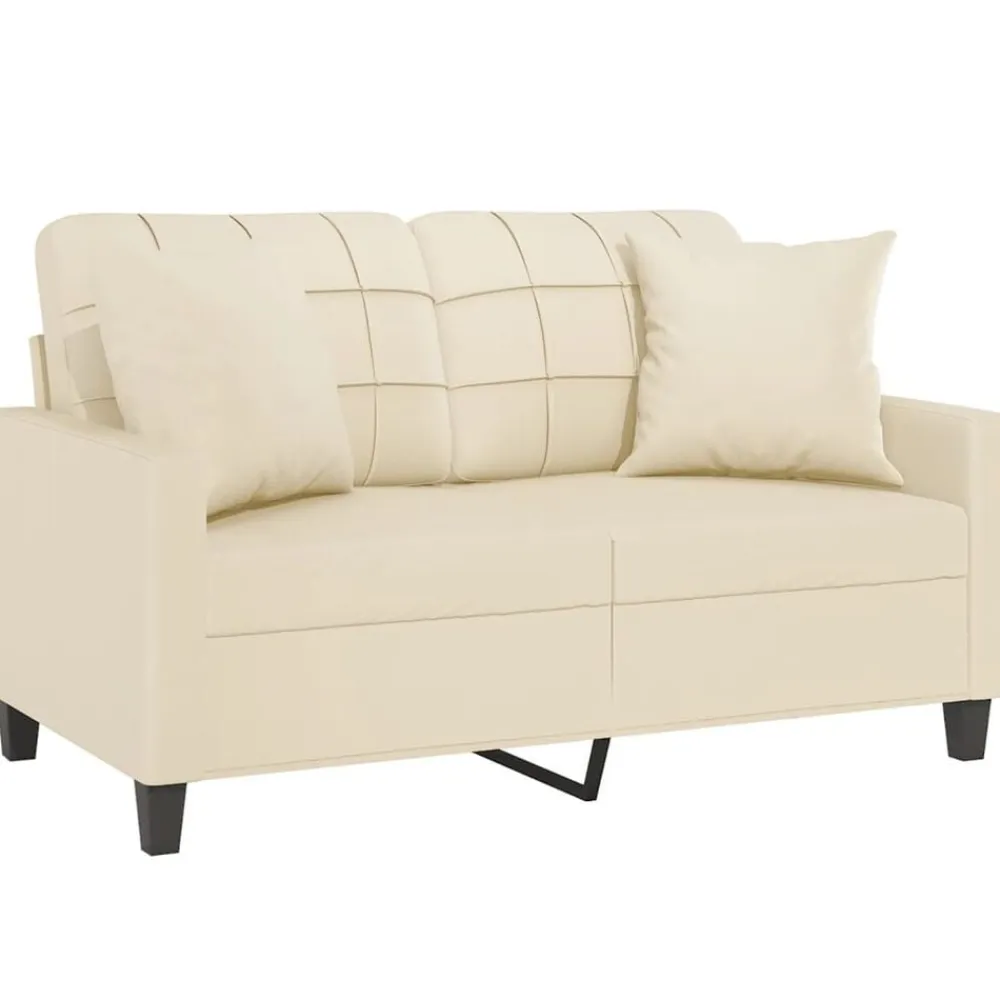 vidaXL Sofá de 2 plazas con cojines cuero sintético color 120 cm Crema Best