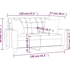 vidaXL Sofá de 2 plazas con cojines cuero sintético color 120 cm Crema Best