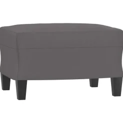 vidaXL Sofá de 3 plazas con taburete cuero sintético 180 cm Gris Online
