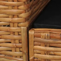 vidaXL Sofás-Sofá de 2 plazas con cojines ratán natural marrón