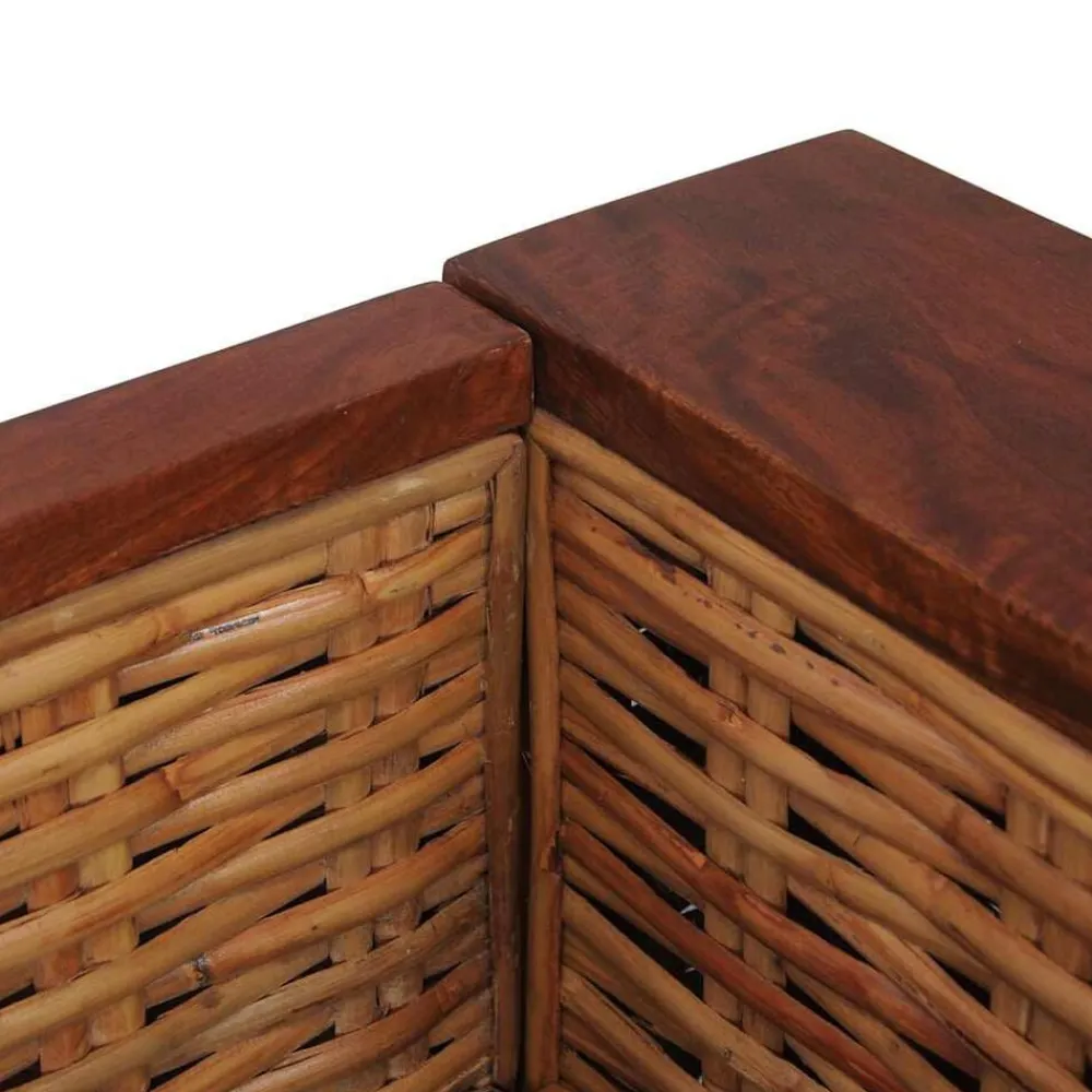 vidaXL Sofás-Sofá de 2 plazas con cojines ratán natural marrón