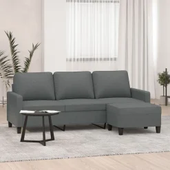 vidaXL Sofás-Sofá de 3 plazas con taburete de tela 180 cm