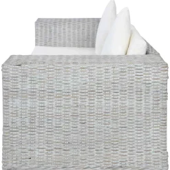 vidaXL Sofá de 2 plazas con cojines ratán natural Gris Sale