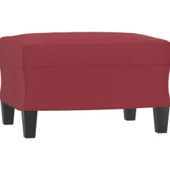 vidaXL Sofás-Sofá de 3 plazas con taburete cuero sintético rojo tinto 180 cm