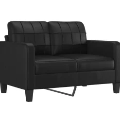 vidaXL Sofá de 2 plazas con cojines cuero sintético 120 cm Negro Outlet