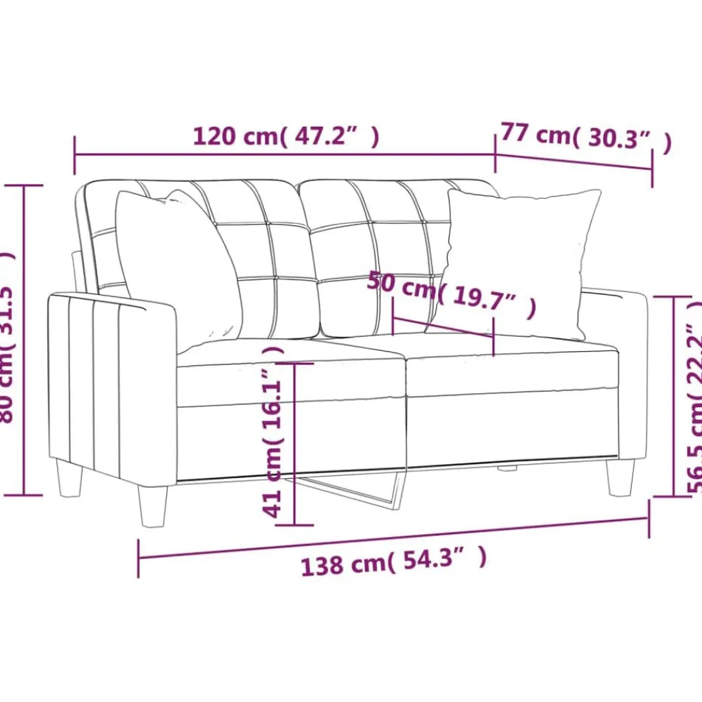 vidaXL Sofá de 2 plazas con cojines cuero sintético 120 cm Negro Outlet