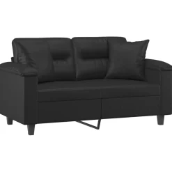vidaXL Sofá de 2 plazas con cojines cuero sintético 120 cm Negro Best