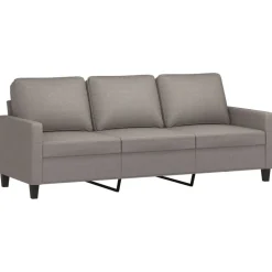 vidaXL Sofás-Sofá de 3 plazas con taburete de tela gris taupe 180 cm