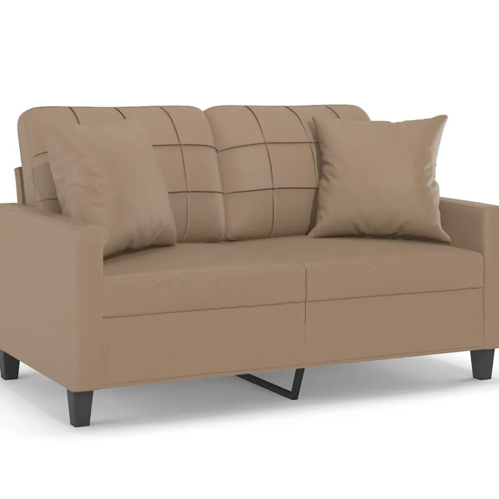vidaXL Sofá de 2 plazas con cojines cuero sintético 120 cm Capuchino