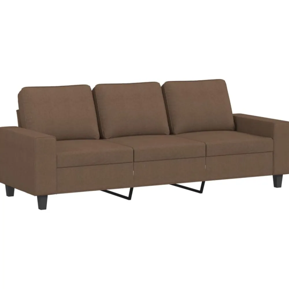 vidaXL Sofá de 3 plazas con taburete de tela marrón 180 cm Marrón New