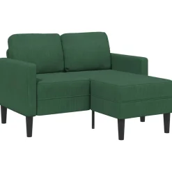 vidaXL Sofá de 2 plazas con chaise longue en forma de L 125 cm Verde oscuro
