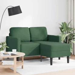 vidaXL Sofá de 2 plazas con chaise longue en forma de L 125 cm Verde oscuro