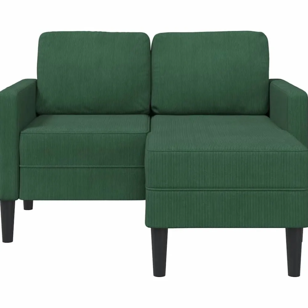 vidaXL Sofá de 2 plazas con chaise longue en forma de L 125 cm Verde oscuro