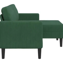 vidaXL Sofá de 2 plazas con chaise longue en forma de L 125 cm Verde oscuro