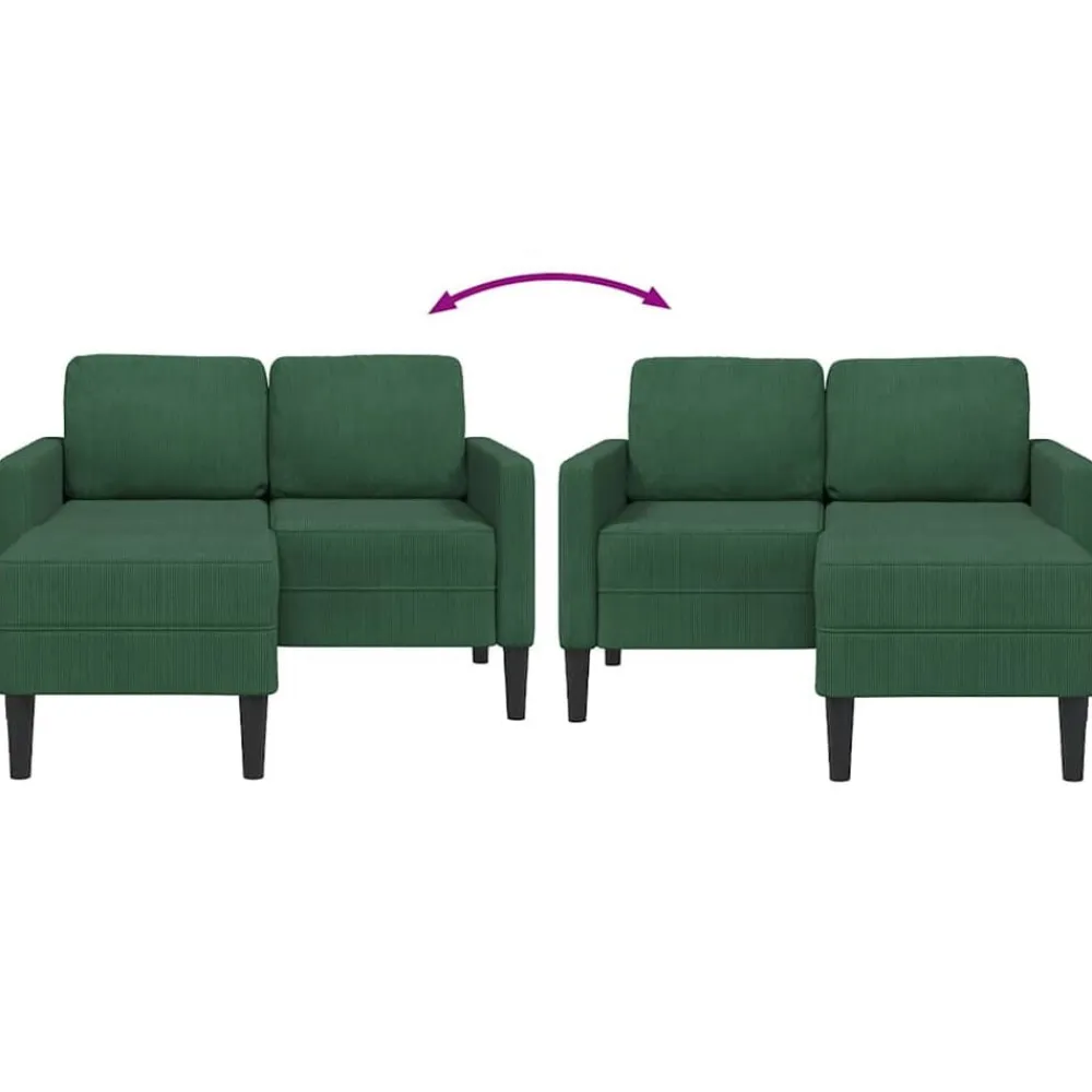 vidaXL Sofá de 2 plazas con chaise longue en forma de L 125 cm Verde oscuro