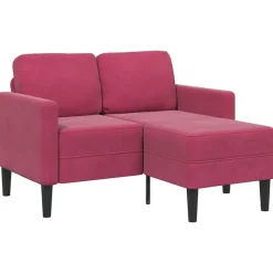 vidaXL Sofás-Sofá de 2 plazas con chaise longue en forma L rojo vino 125 cm