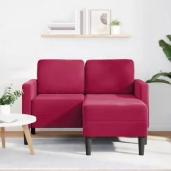 vidaXL Sofás-Sofá de 2 plazas con chaise longue en forma L rojo vino 125 cm