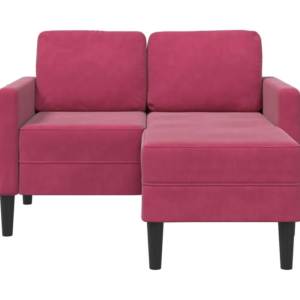 vidaXL Sofás-Sofá de 2 plazas con chaise longue en forma L rojo vino 125 cm