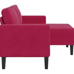 vidaXL Sofás-Sofá de 2 plazas con chaise longue en forma L rojo vino 125 cm