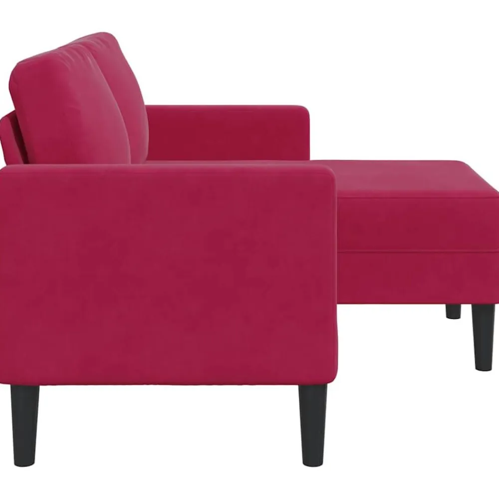 vidaXL Sofás-Sofá de 2 plazas con chaise longue en forma L rojo vino 125 cm