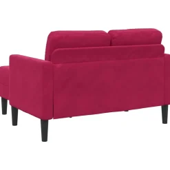 vidaXL Sofás-Sofá de 2 plazas con chaise longue en forma L rojo vino 125 cm