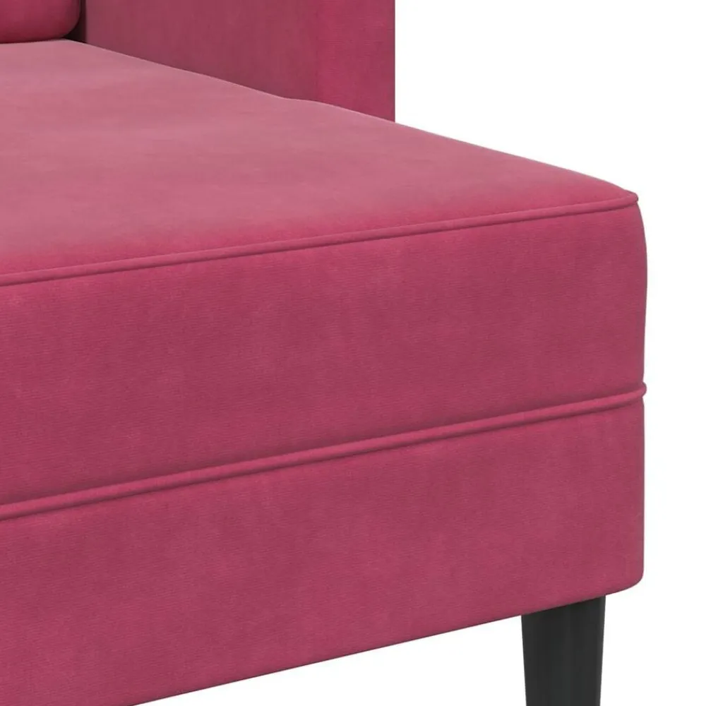 vidaXL Sofás-Sofá de 2 plazas con chaise longue en forma L rojo vino 125 cm