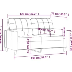 vidaXL Sofá de 2 plazas con cojines tela 120 cm Amarillo claro Clearance